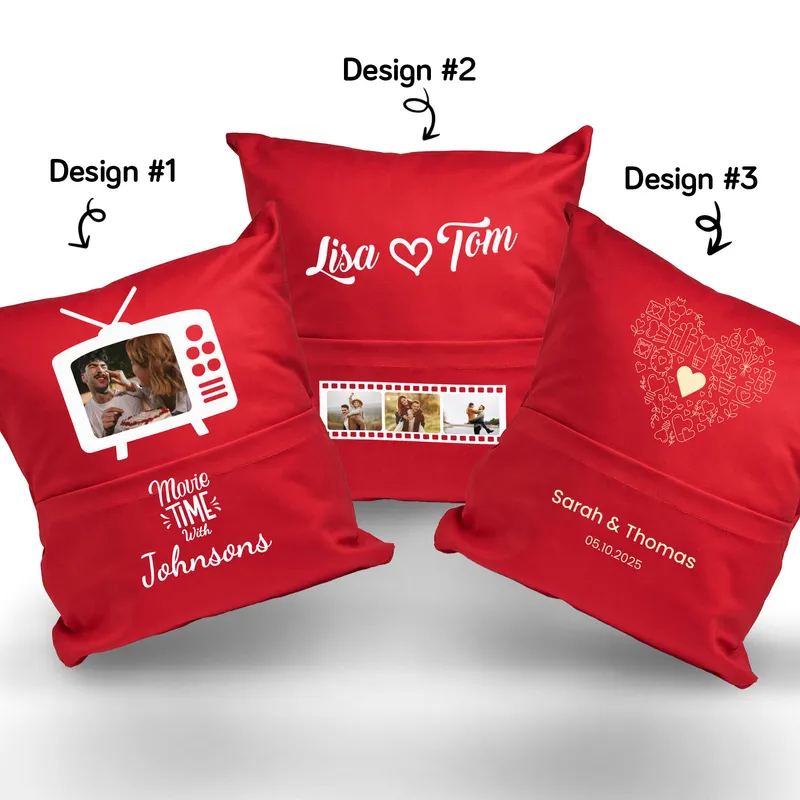 Personalized Snack Pocket Love Pillow for Couples