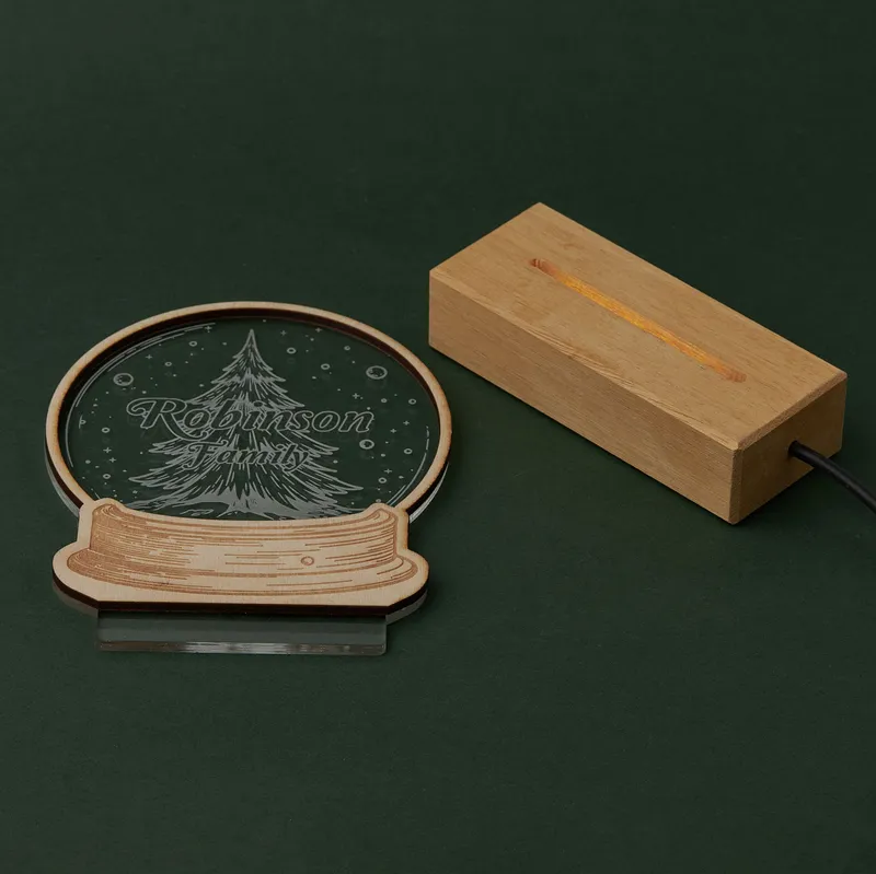 Personalized Snow Globe Layered Christmas Tree LED Lamp