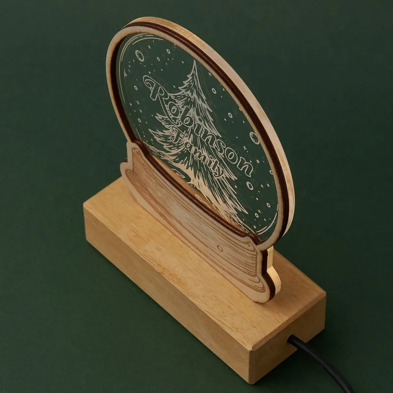 Personalized Snow Globe Layered Christmas Tree LED Lamp