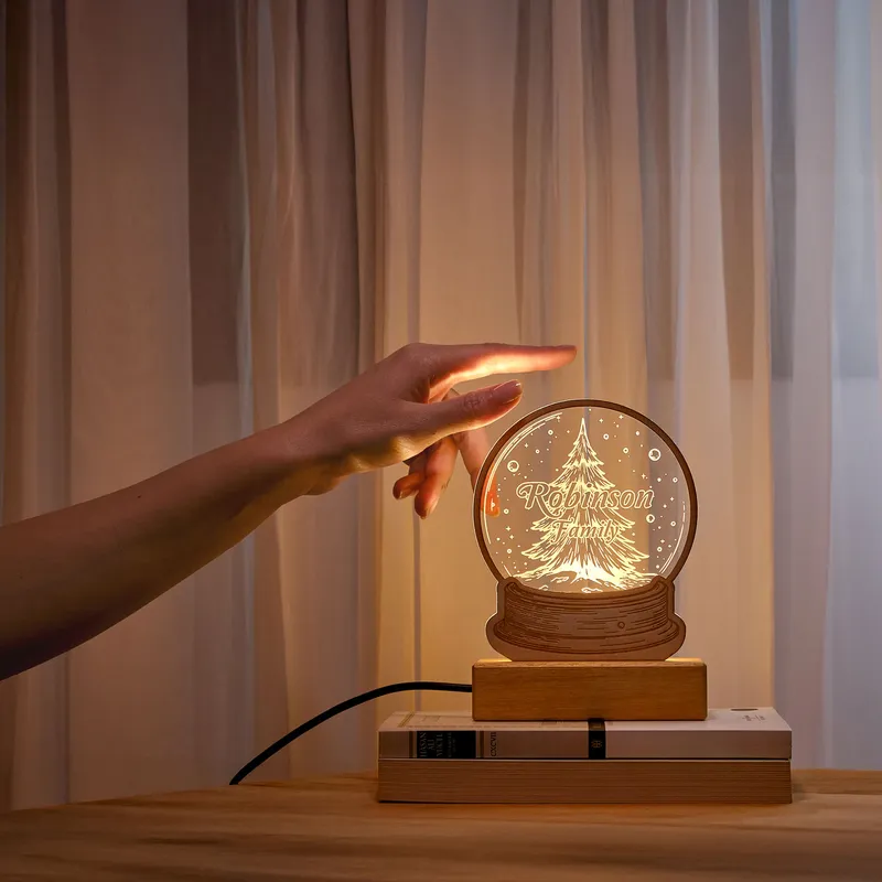 Personalized Snow Globe Layered Christmas Tree LED Lamp