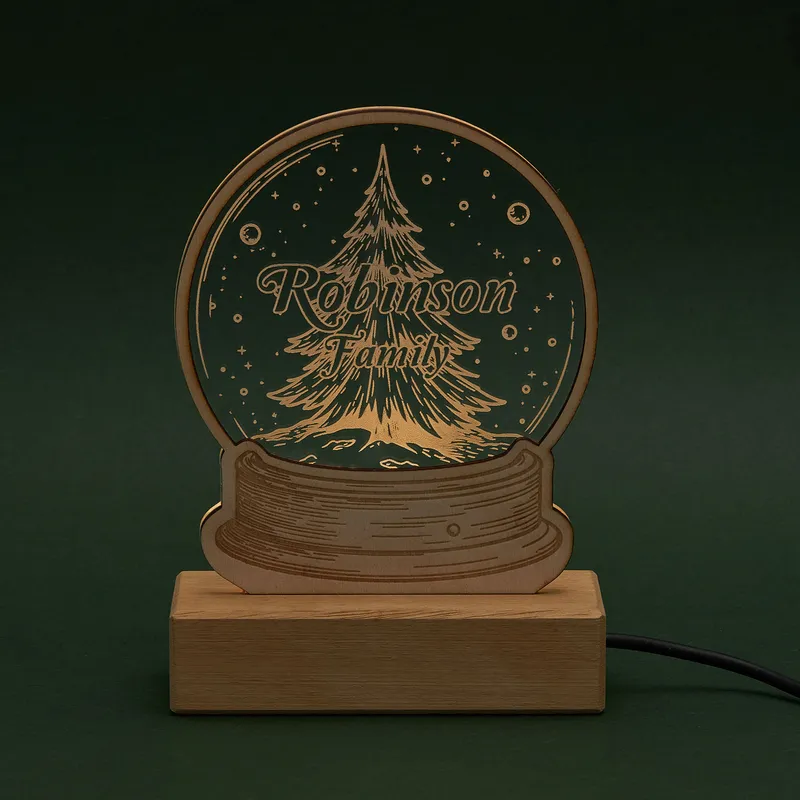 Personalized Snow Globe Layered Christmas Tree LED Lamp