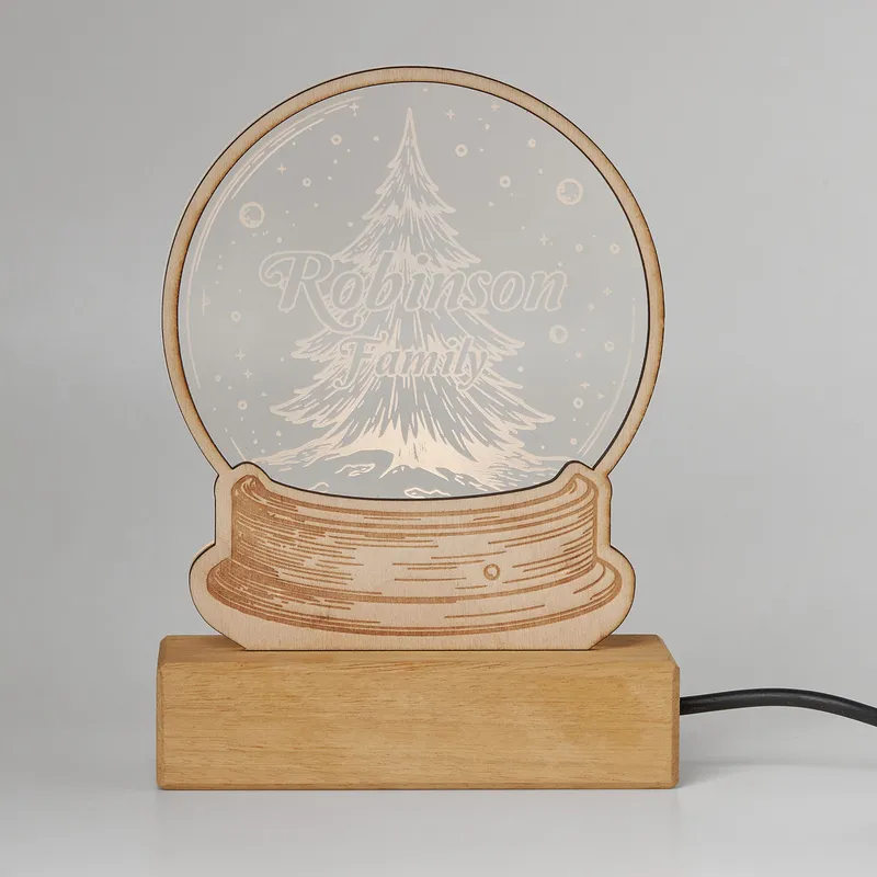 Personalized Snow Globe Layered Christmas Tree LED Lamp