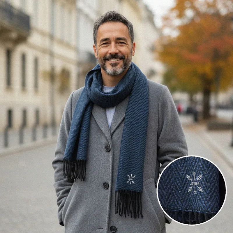 Personalized Snowflake Designed Embroidered Scarf