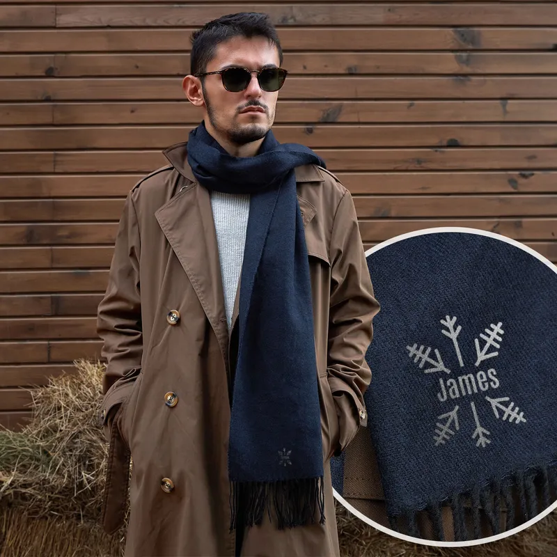 Personalised Snowflake Men's Scarf with Custom Name