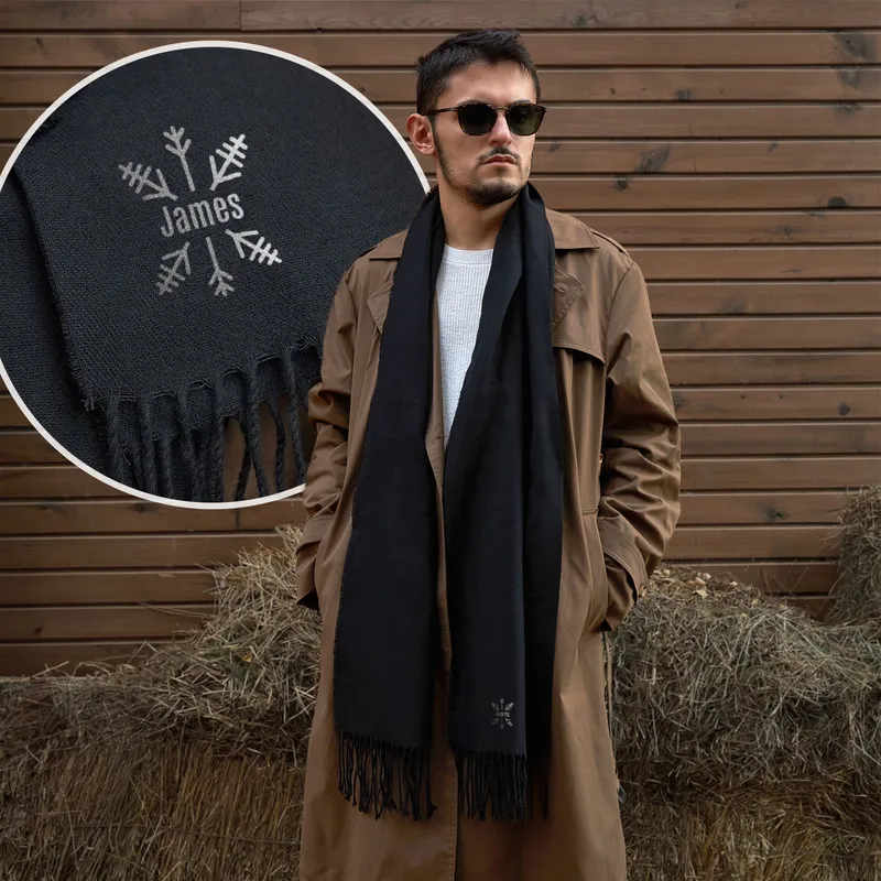 Personalised Snowflake Men's Scarf with Custom Name
