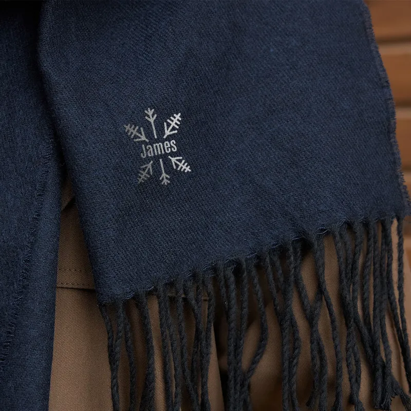 Personalised Snowflake Men's Scarf with Custom Name