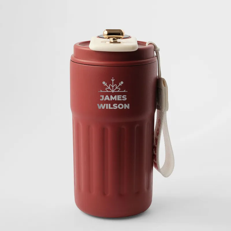 Personalized Snowflake Smart Thermos with LED Temperature Display