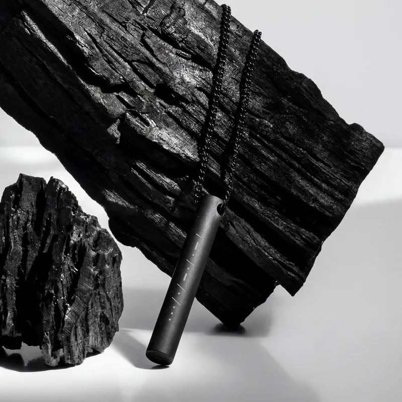 Personalized Stainless Steel Cylindrical Bar Pendant for Men