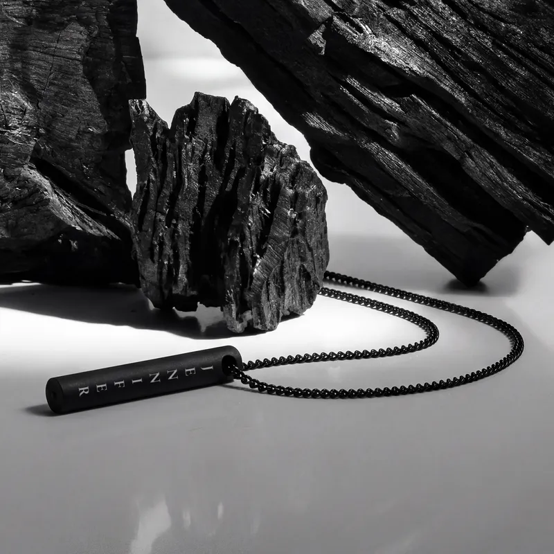 Personalized Stainless Steel Cylindrical Bar Pendant for Men