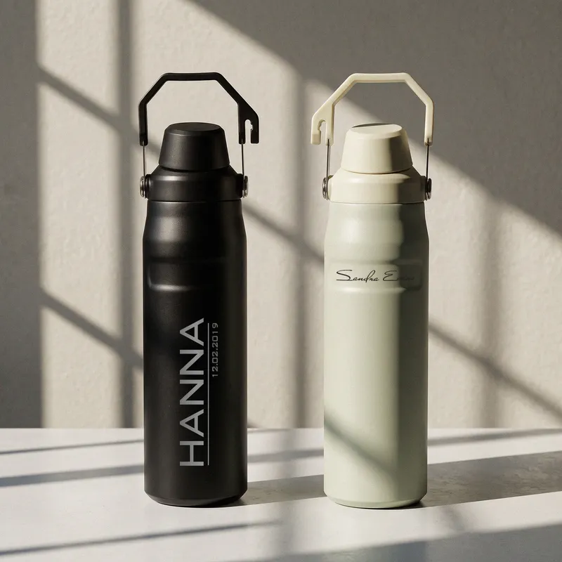 Personalized Stainless Steel Thermos Bottle with Handle