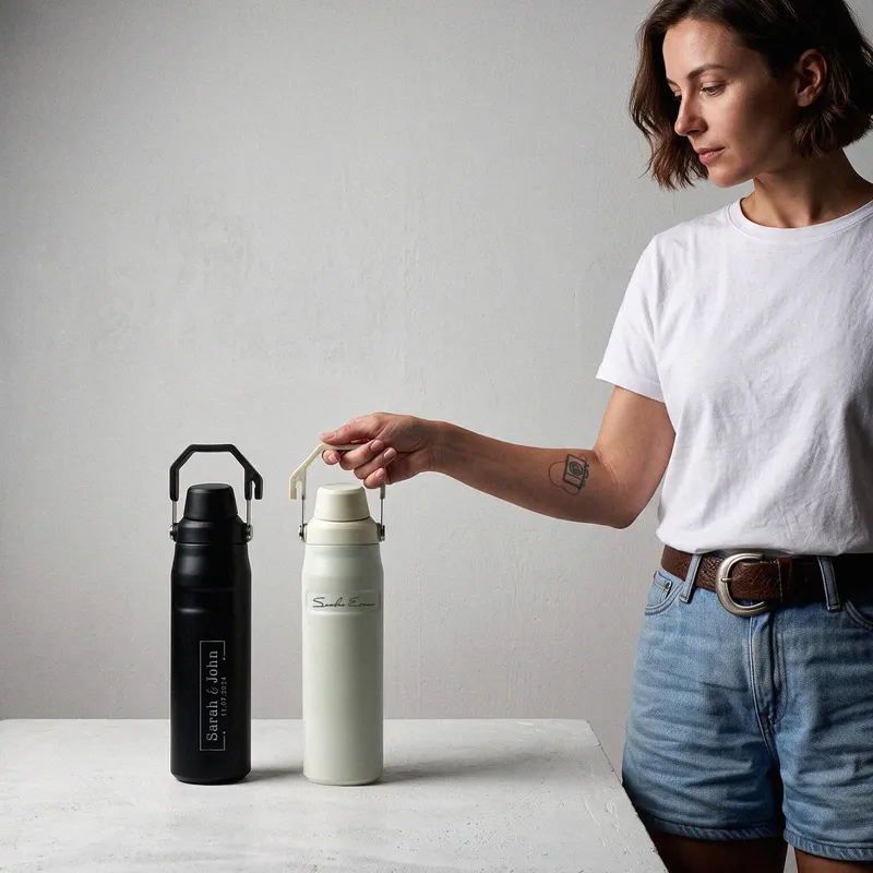 Personalized Stainless Steel Thermos Bottle with Handle