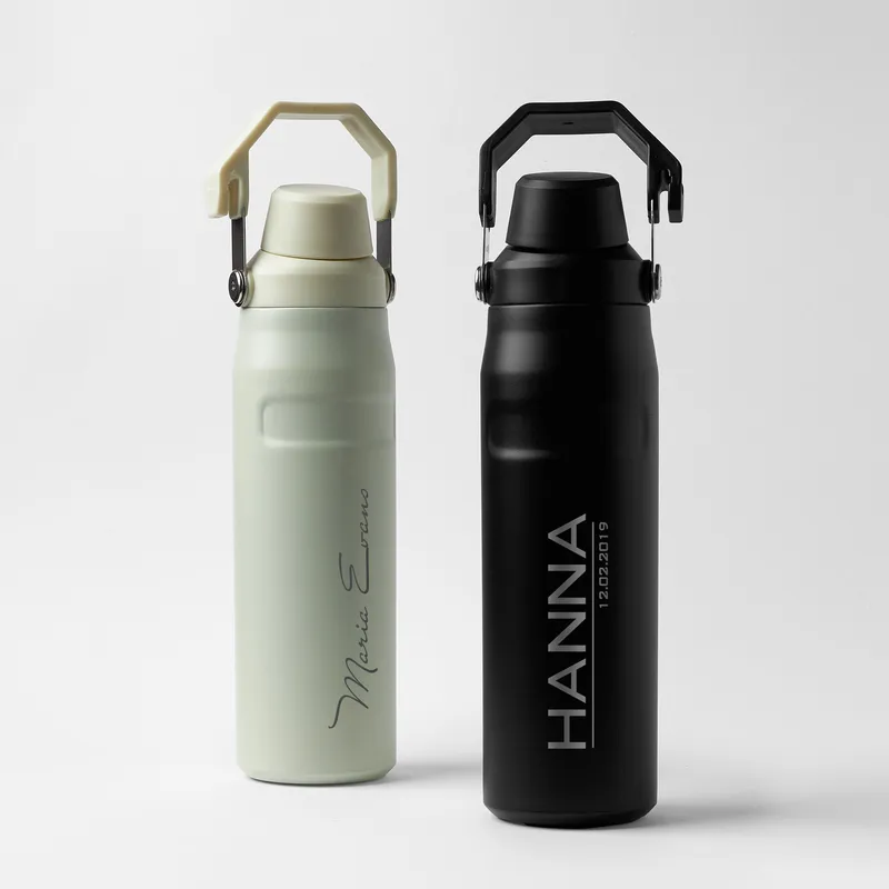 Personalized Stainless Steel Thermos Bottle with Handle
