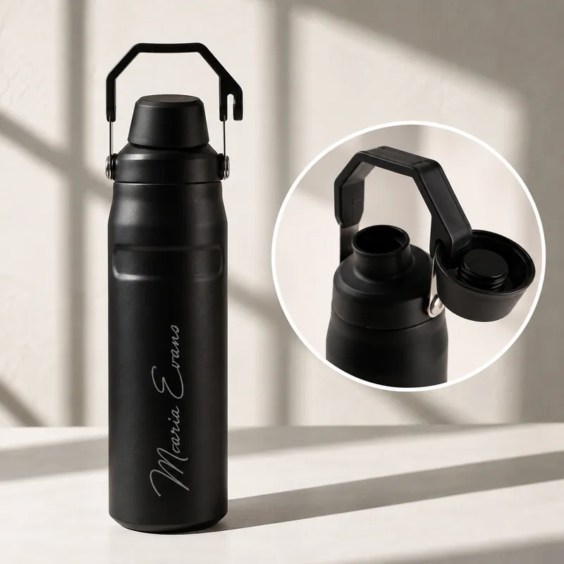 Personalized Stainless Steel Thermos Bottle with Handle