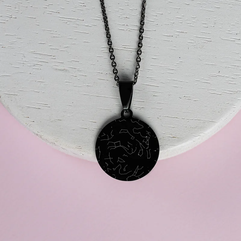 Personalized Star Map Printed Necklace with Date an Name