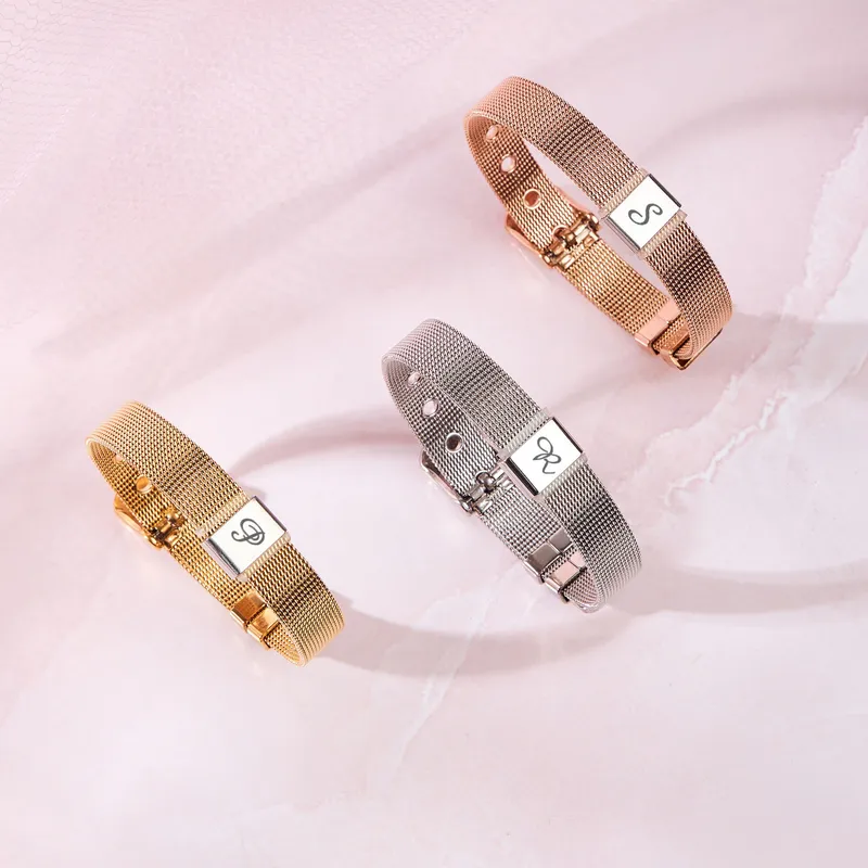 Personalised Engraved Mesh Bracelet for Women