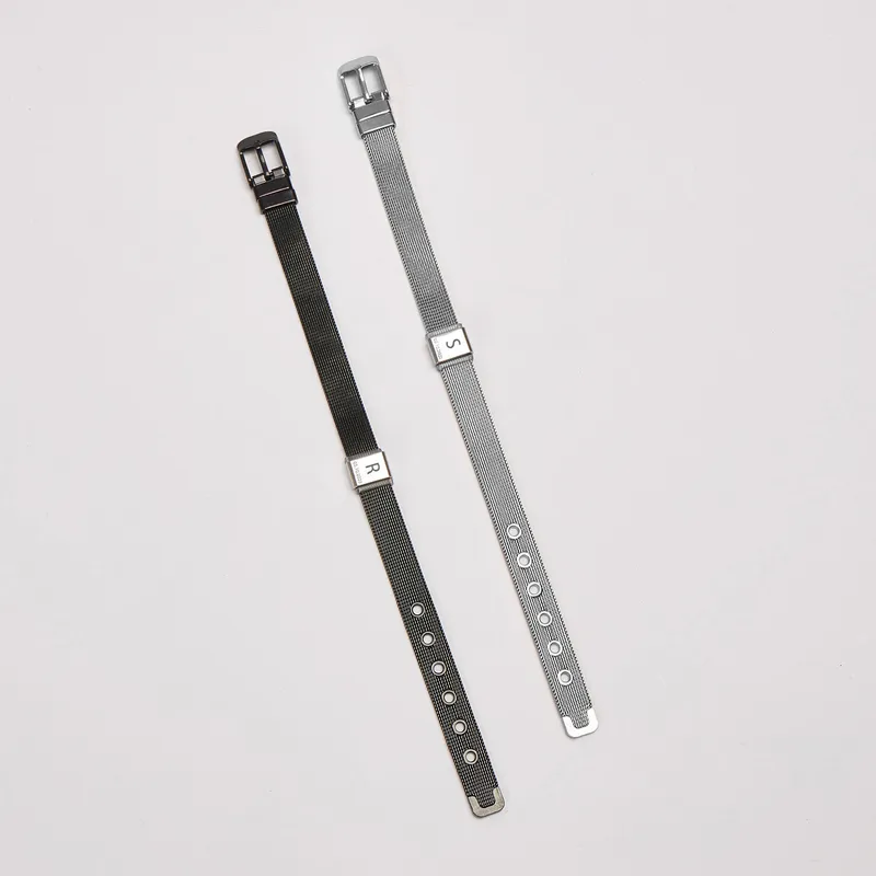 Personalized Steel Mesh Bracelet Set for Couples