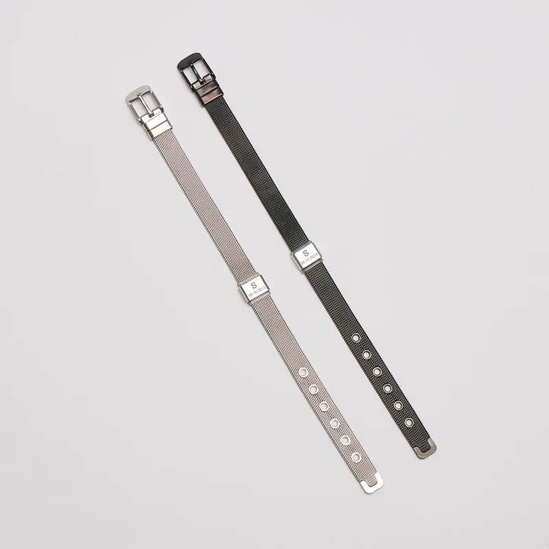 Personalized Steel Mesh Men's Bracelet with Initial and Date