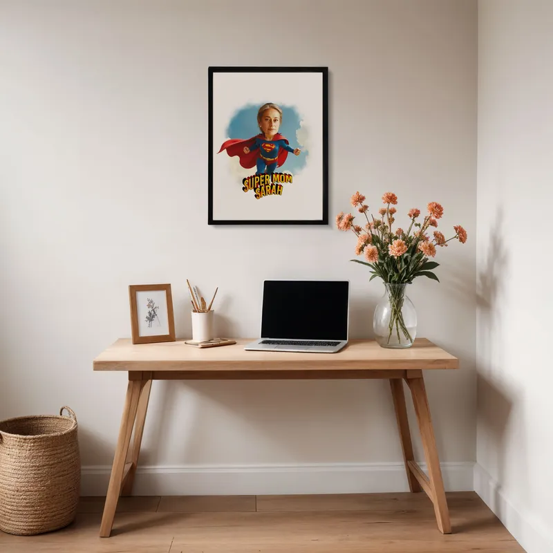 Personalized Super Mom Cartoon Frame Gift