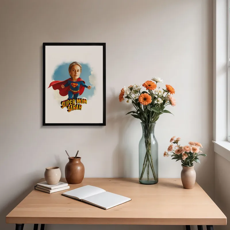 Personalized Super Mom Cartoon Frame Gift