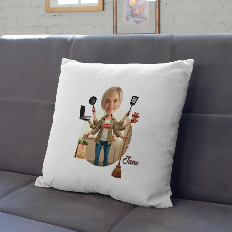 Personalized Super Mom Cartoon Pillow for Mother's Day