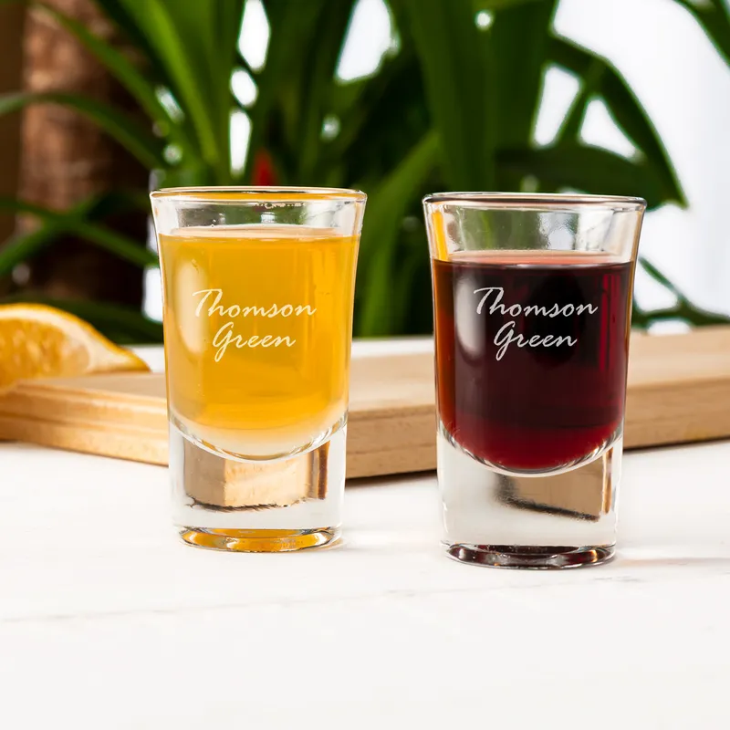 Personalized Tequila Design 2x SHot Glass Set with Wooden Tray