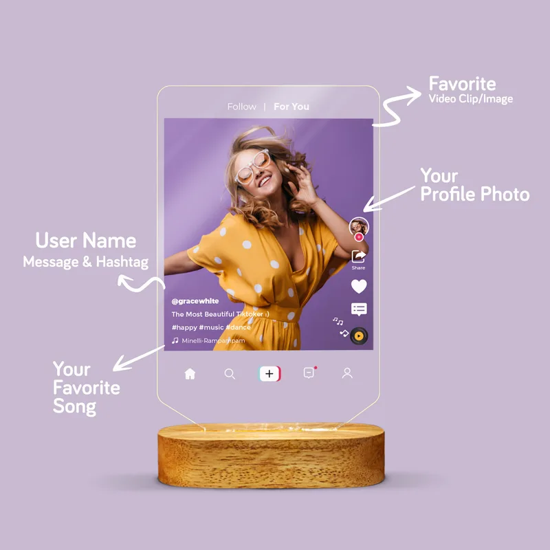 Personalized TikTok Post Design LED Lamp with Photo