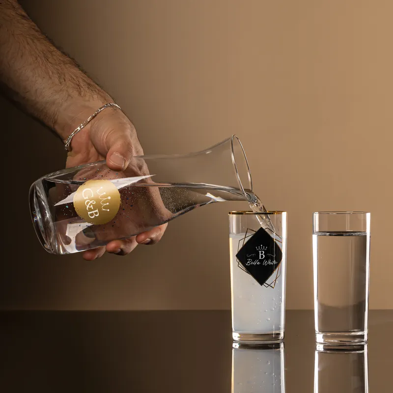 Personalised Gold-Trimmed Rakı Glass Set with Carafe