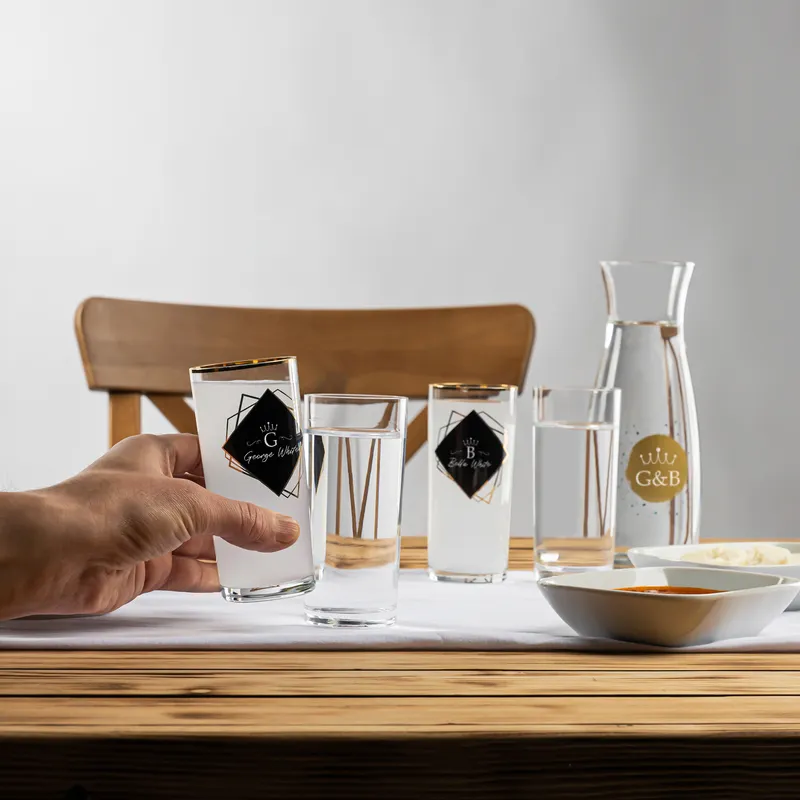 Personalised Gold-Trimmed Rakı Glass Set with Carafe