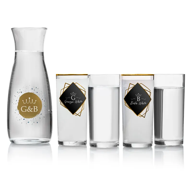 Personalised Gold-Trimmed Rakı Glass Set with Carafe