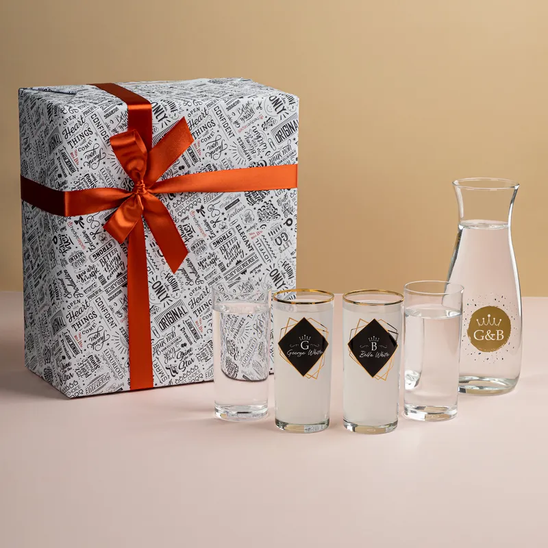 Personalised Gold-Trimmed Rakı Glass Set with Carafe