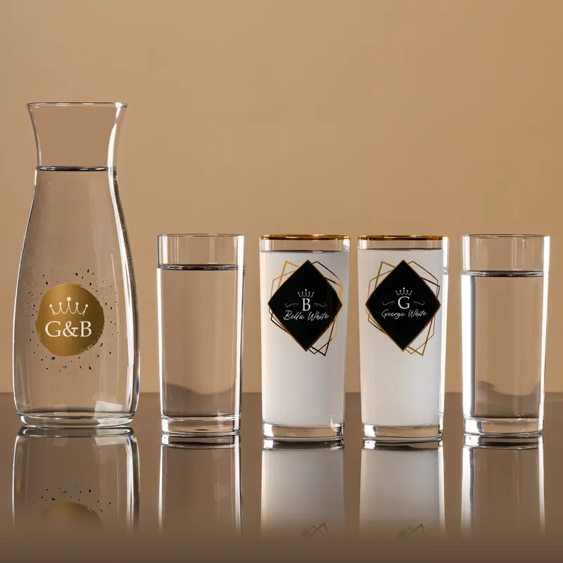 Personalised Gold-Trimmed Rakı Glass Set with Carafe