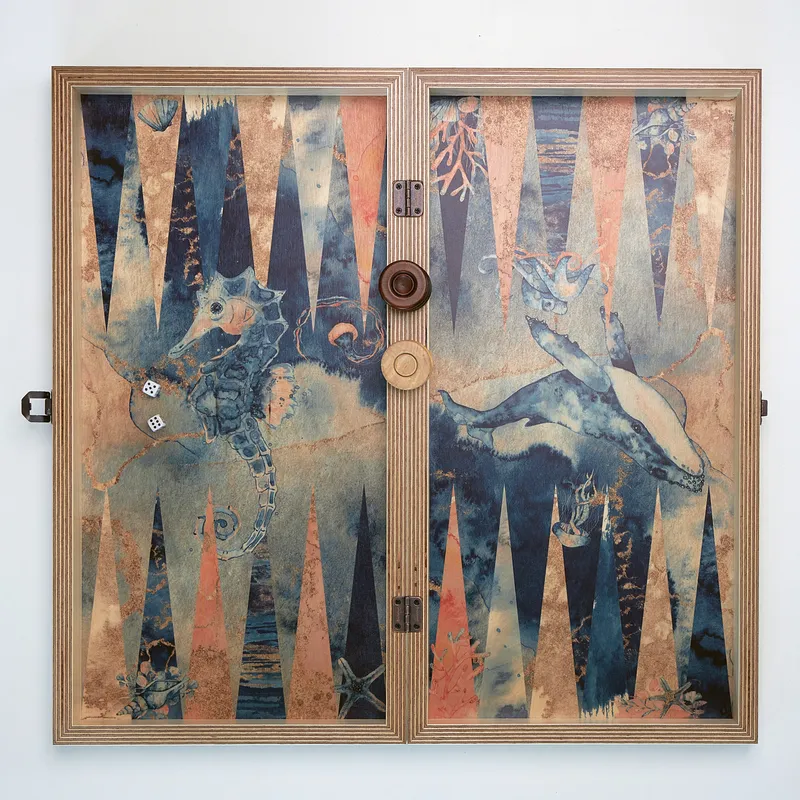 Personalised Underwater World Premium Backgammon Set