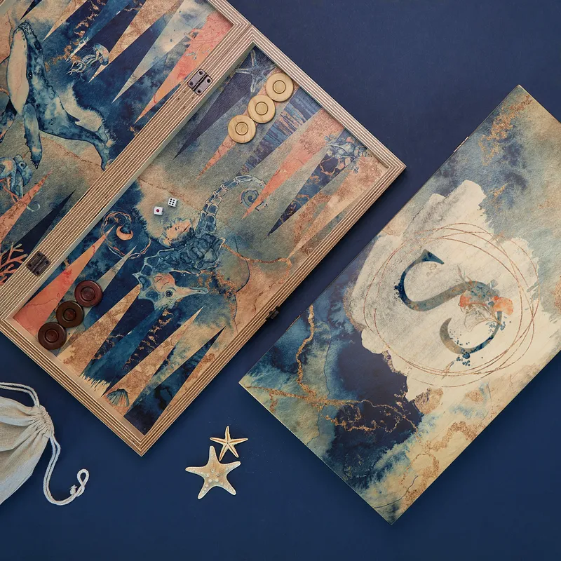 Personalised Underwater World Premium Backgammon Set