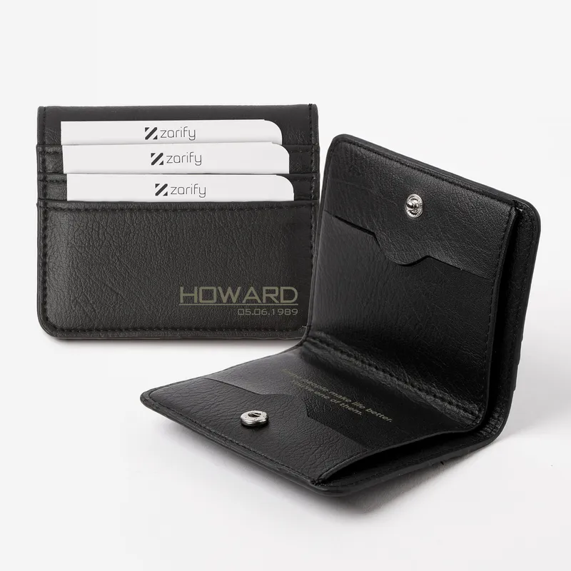 Personalized Vegan Card Holder and Bracelet Gift Set