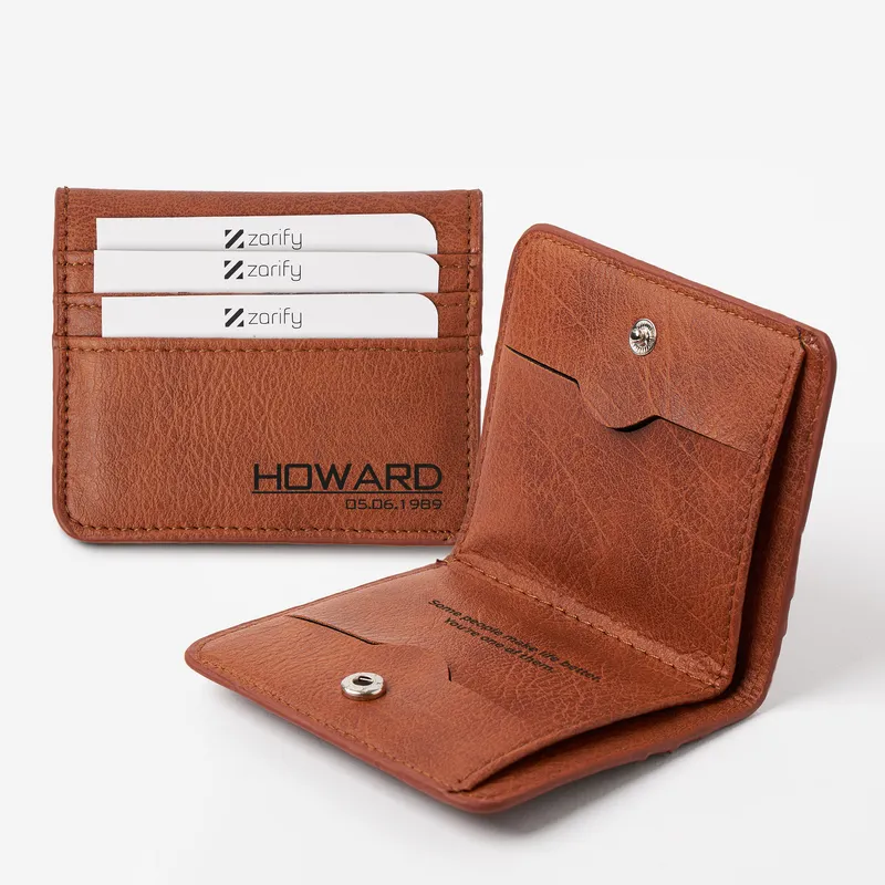 Personalized Vegan Card Holder and Bracelet Gift Set