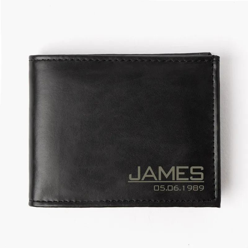 Personalized Vegan Leather Wallet and Card Holder for Him