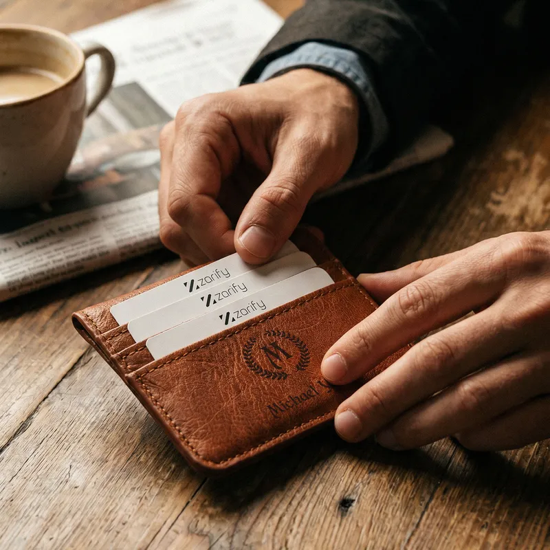 Personalized Vegan Leather Wallet and Card Holder for Him