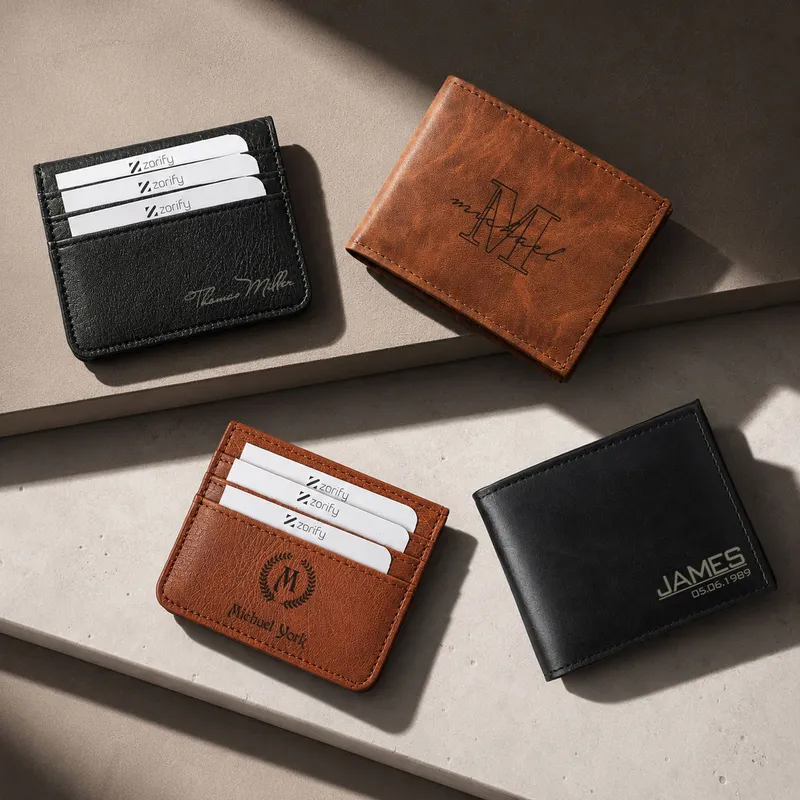 Personalized Vegan Leather Wallet and Card Holder for Him