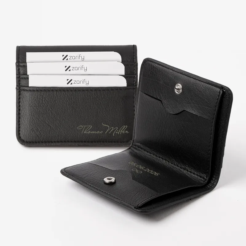 Personalized Vegan Leather Wallet and Card Holder for Him