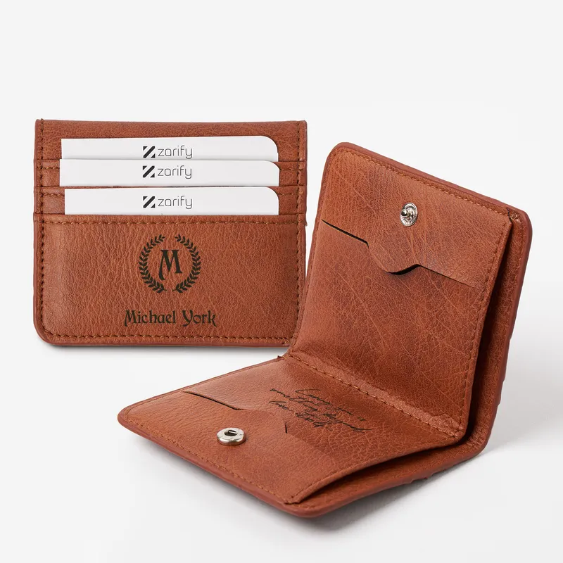 Personalized Vegan Leather Wallet and Card Holder for Him
