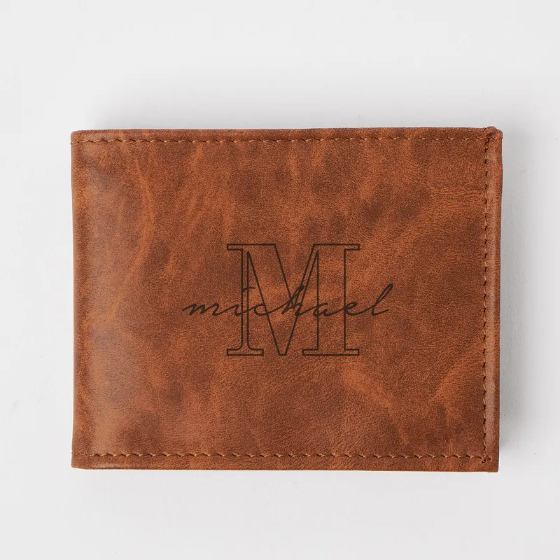 Personalized Vegan Leather Wallet and Card Holder for Him