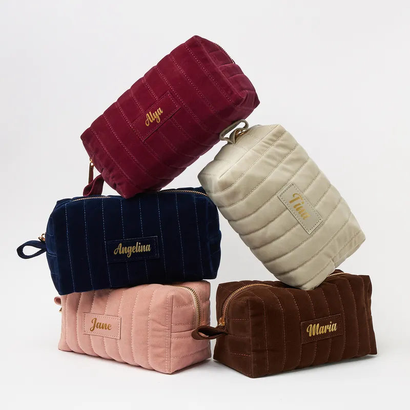 Personalized Velvet Makeup Bag with Name