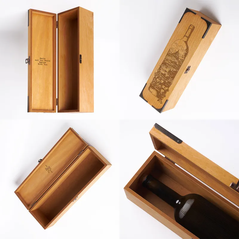 Personalised Vineyard Design Wine Box with Custom Message
