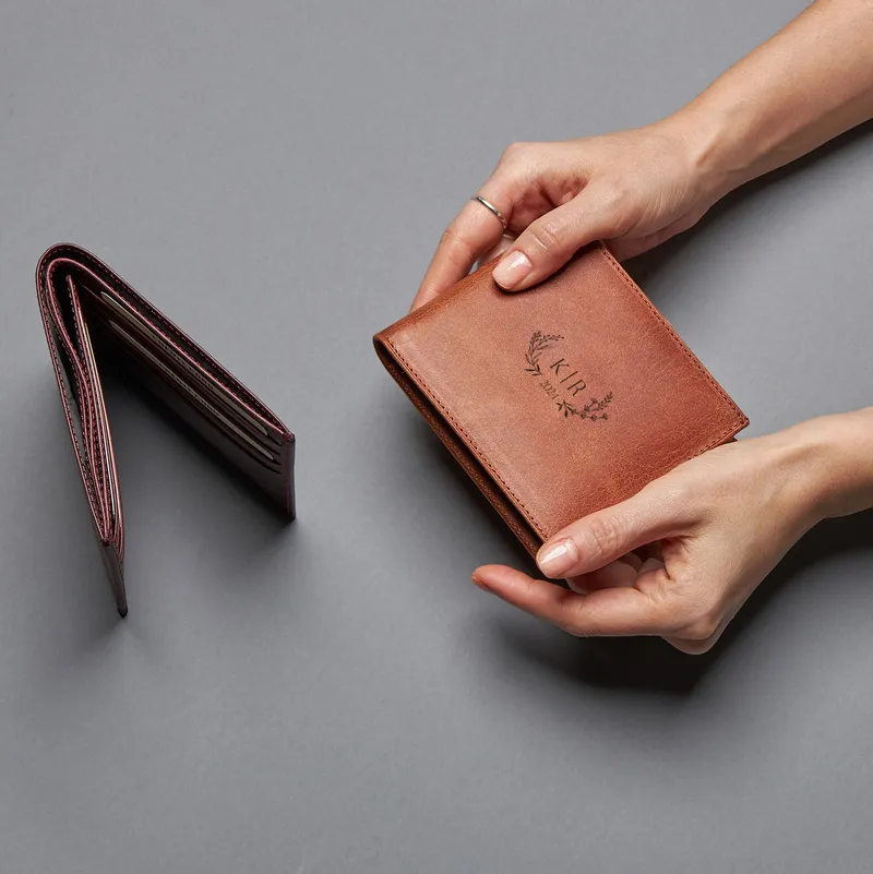 Personalized Vintage Leather Wallet with Monogram