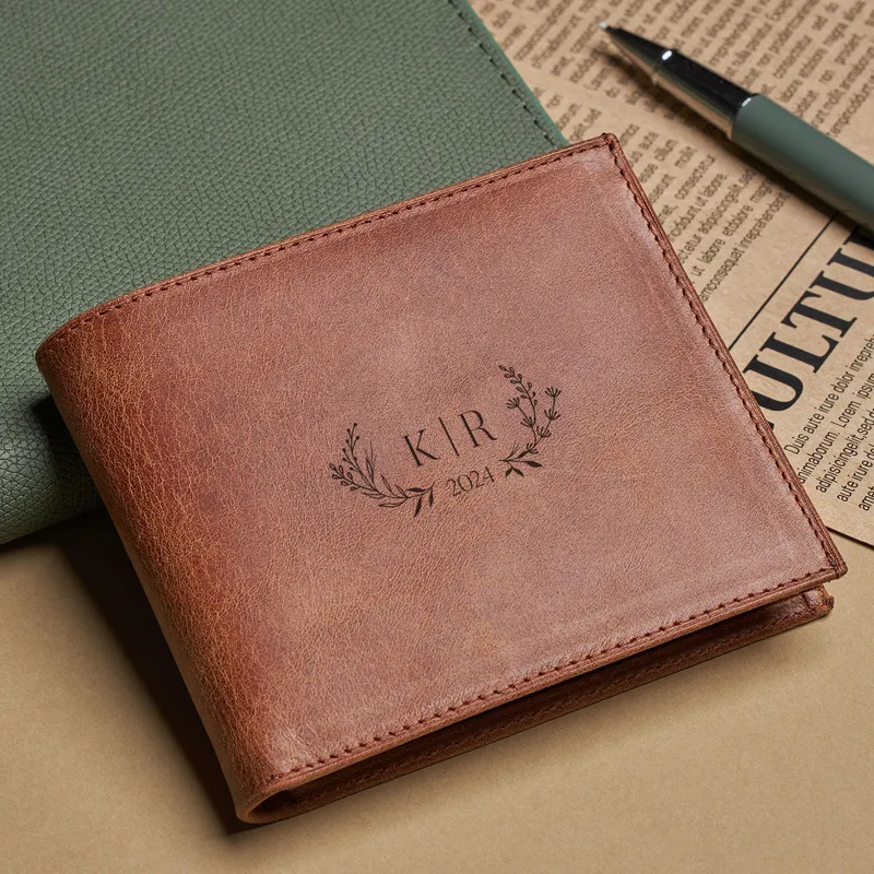 Personalized Vintage Leather Wallet with Monogram