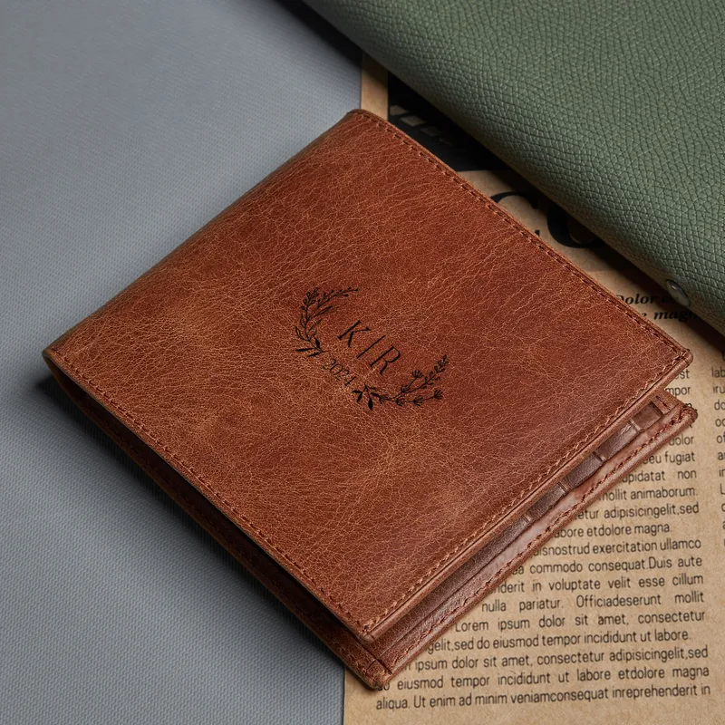 Personalized Vintage Leather Wallet with Monogram