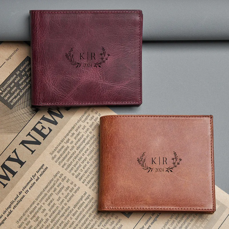 Personalized Vintage Leather Wallet with Monogram