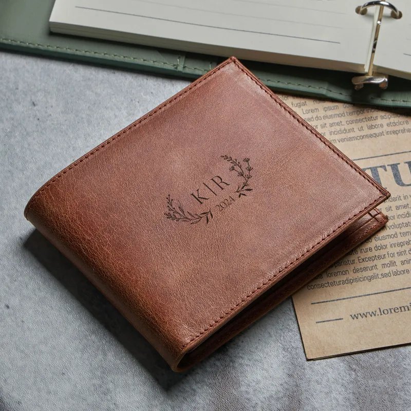 Personalized Vintage Leather Wallet with Monogram