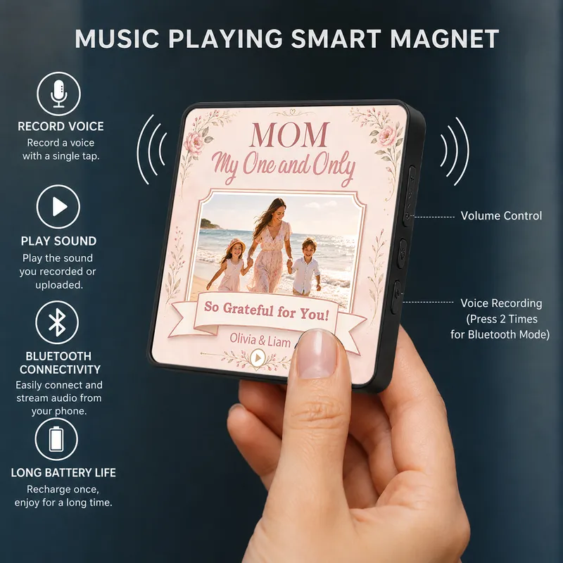 Personalized Voice Recording Photo Magnet Gift for Mom