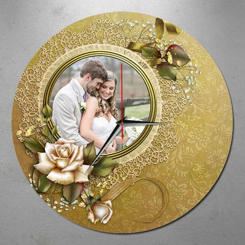 Personalised Wedding Photo Wall Clock for Couples